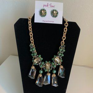 Park Lane The Grove Necklace and Earrings Green | Collar y Aretes Verde
